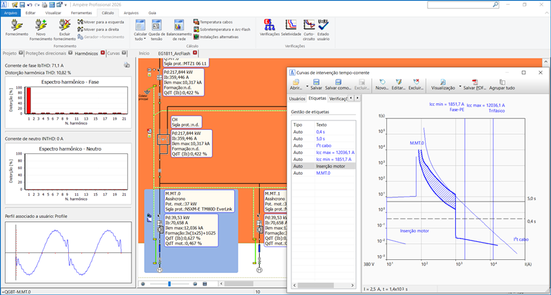 Ampère Professional - Cálculo de redes elétricas BT e MT, de acordo com as normas NBR e Internacionais