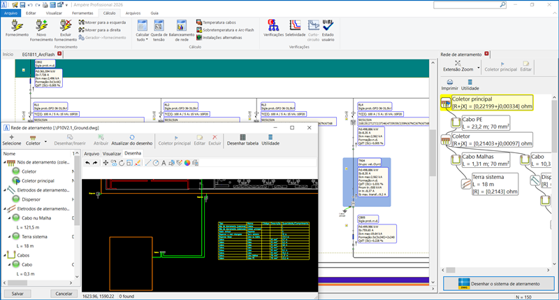 Ampère Professional - Cálculo de redes elétricas BT e MT, de acordo com as normas NBR e Internacionais