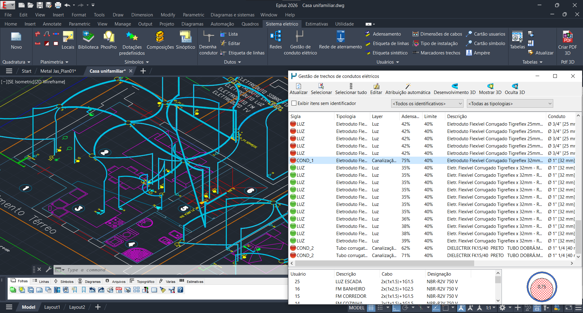 Eplus - CAD elétrico para desenho e projeto de instalações elétricas civis e industriais