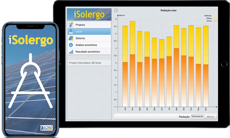 iSolergo - App free para projeto preliminar do sistema fotovoltaico em mobile